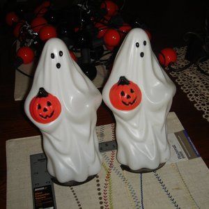 Vintage Pair 1995 Empire Halloween Ghost Blow Mold Pathway Light Topper 9"